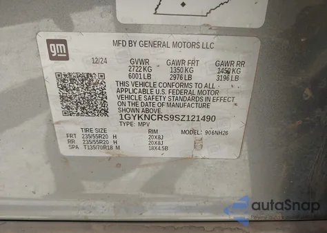 2025 Cadillac Xt5 Fwd Premium Luxury из США, поврежденный, VIN 1GYKNCRS9SZ121490